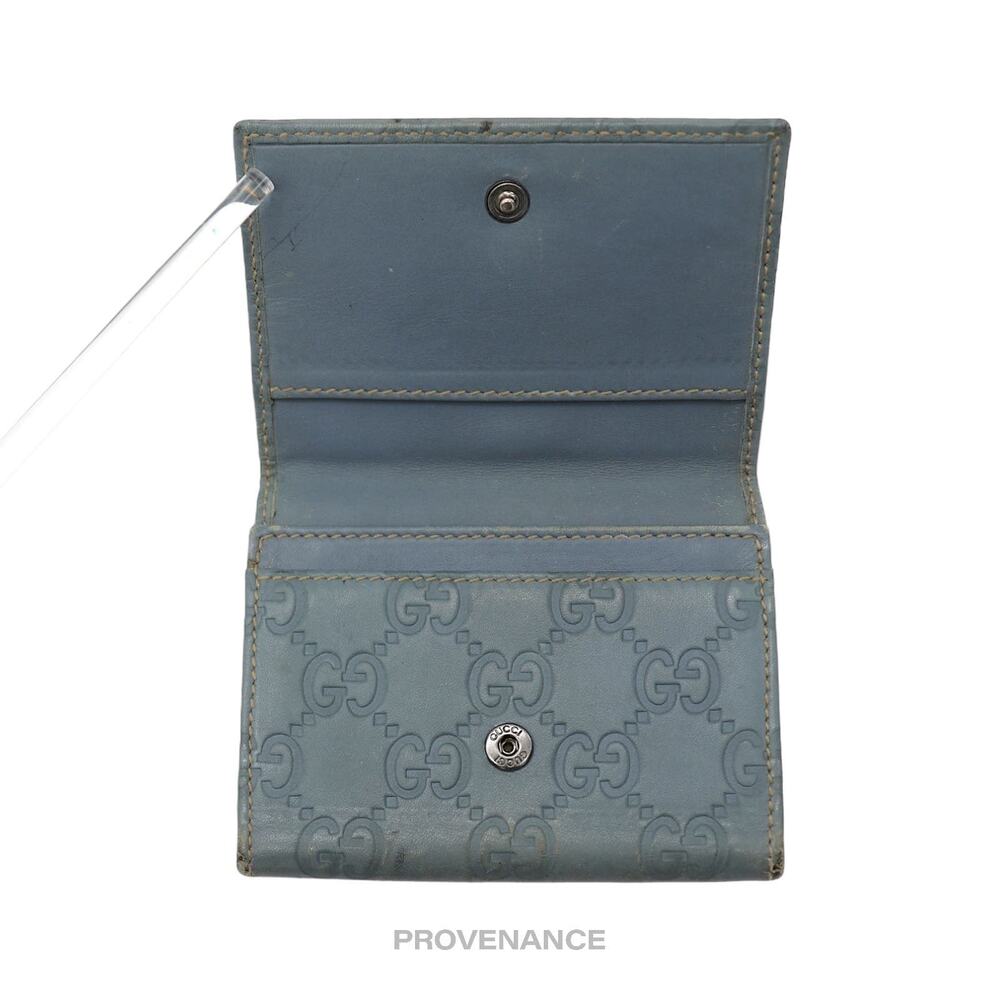 🔴 Gucci Card Holder Wallet - Powder Blue Guccissima Leather - Picture 5 of 7